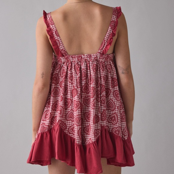 Heart Print Babydoll Mini Dress | Urban Outfitters | Size L - Picture 3 of 3